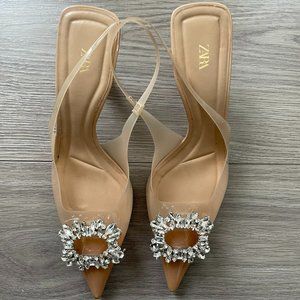 Zara Embellished Vinyl Heeled Shoes